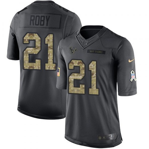 Nike Texans #21 Bradley Roby Black Men's Stitched NFL Limited 2016 Salute to Service Jersey