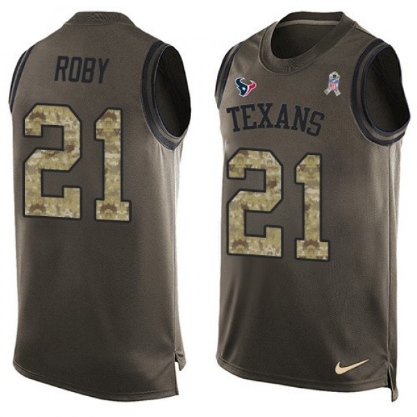 Nike Texans #21 Bradley Roby Green Men's Stitched NFL Limited Salute To Service Tank Top Jersey
