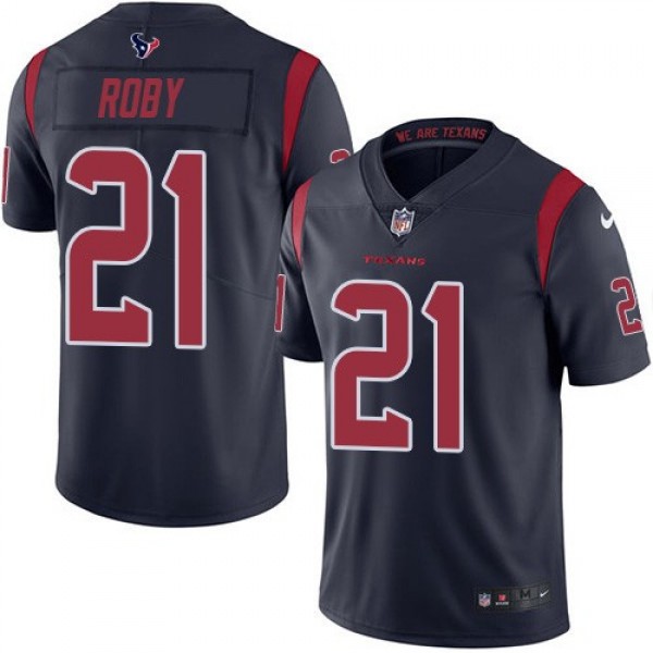Nike Texans #21 Bradley Roby Navy Blue Men's Stitched NFL Limited Rush Jersey