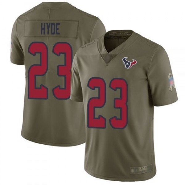Nike Texans #23 Carlos Hyde Olive Men's Stitched NFL Limited 2017 Salute To Service Jersey