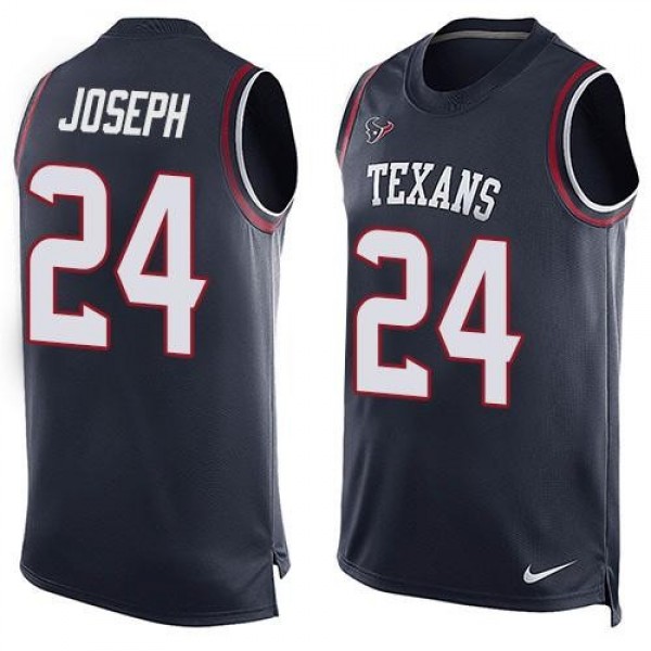 Nike Texans #24 Johnathan Joseph Navy Blue Team Color Men's Stitched NFL Limited Tank Top Jersey