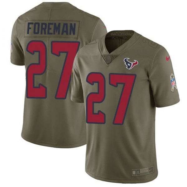 Nike Texans #27 D'Onta Foreman Olive Men's Stitched NFL Limited 2017 Salute to Service Jersey