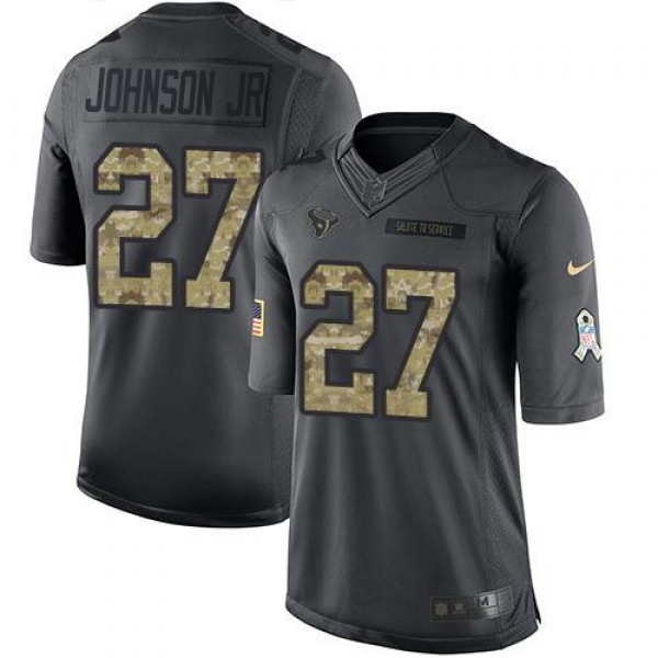 Nike Texans #27 Duke Johnson Jr Black Men's Stitched NFL Limited 2016 Salute to Service Jersey