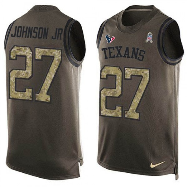 Nike Texans #27 Duke Johnson Jr Green Men's Stitched NFL Limited Salute To Service Tank Top Jersey