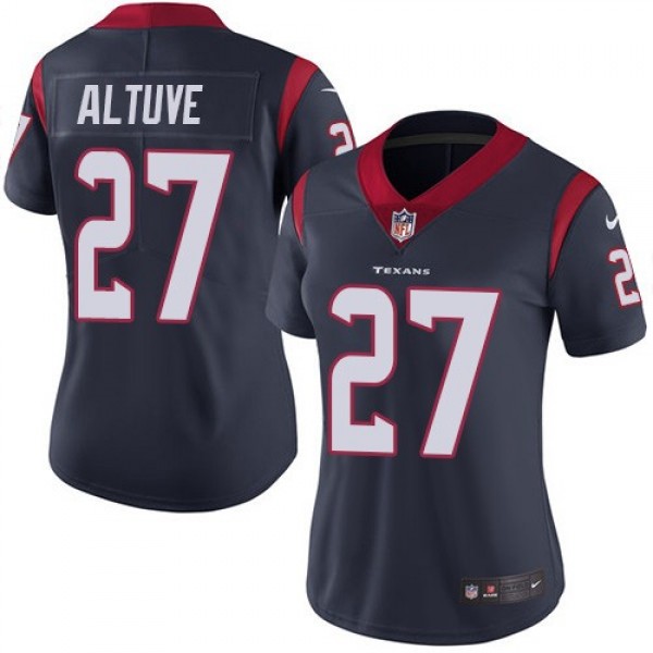 Women's Texans #27 Jose Altuve Navy Blue Team Color Stitched NFL Vapor Untouchable Limited Jersey
