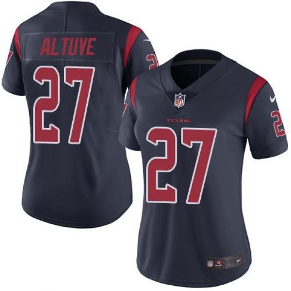Women's Texans #27 Jose Altuve Navy Blue Stitched NFL Limited Rush Jersey