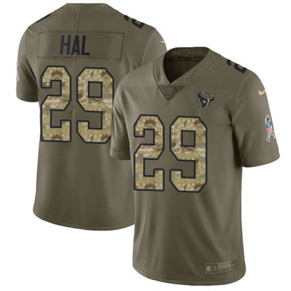 Nike Texans #29 Andre Hal Olive/Camo Men's Stitched NFL Limited 2017 Salute To Service Jersey