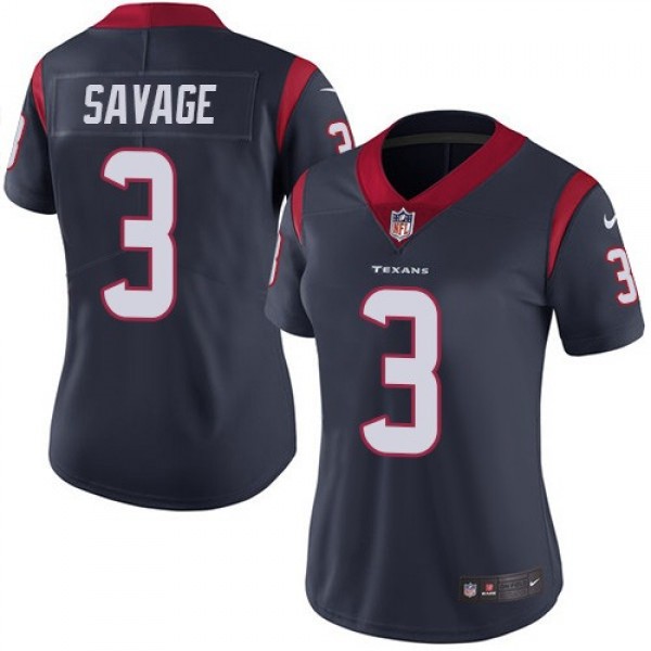 Women's Texans #3 Tom Savage Navy Blue Team Color Stitched NFL Vapor Untouchable Limited Jersey
