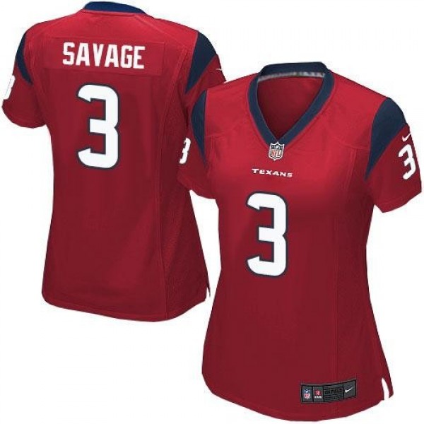 Women's Texans #3 Tom Savage Red Alternate Stitched NFL Elite Jersey