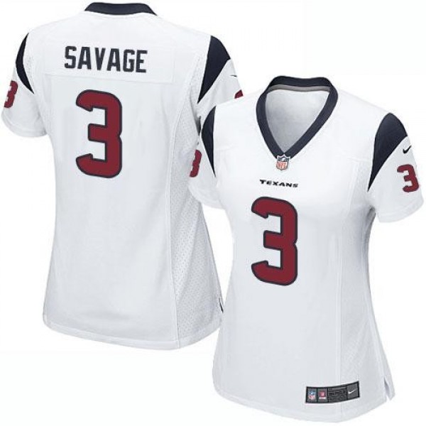 Women's Texans #3 Tom Savage White Stitched NFL Elite Jersey
