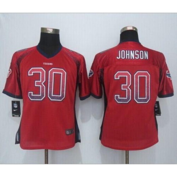 Women's Texans #30 Kevin Johnson Red Alternate Stitched NFL Elite Drift Jersey