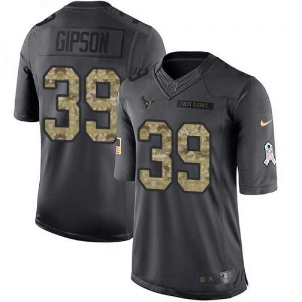 Nike Texans #39 Tashaun Gipson Black Men's Stitched NFL Limited 2016 Salute to Service Jersey