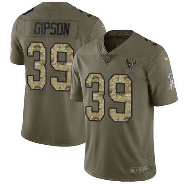 Nike Texans #39 Tashaun Gipson Olive/Camo Men's Stitched NFL Limited 2017 Salute To Service Jersey