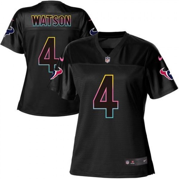 Women's Texans #4 Deshaun Watson Black NFL Game Jersey