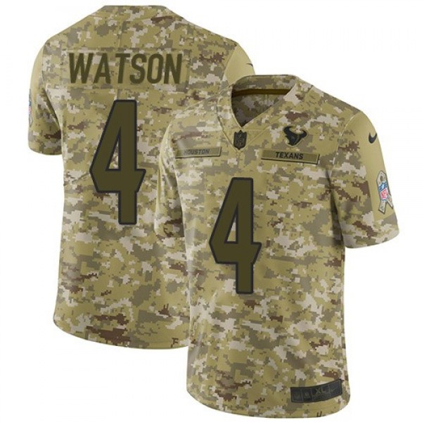 Nike Texans #4 Deshaun Watson Camo Men's Stitched NFL Limited 2018 Salute To Service Jersey