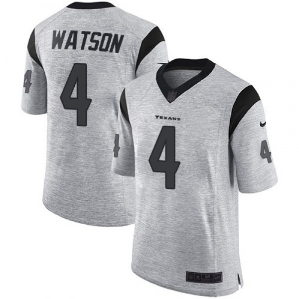 Nike Texans #4 Deshaun Watson Gray Men's Stitched NFL Limited Gridiron Gray II Jersey