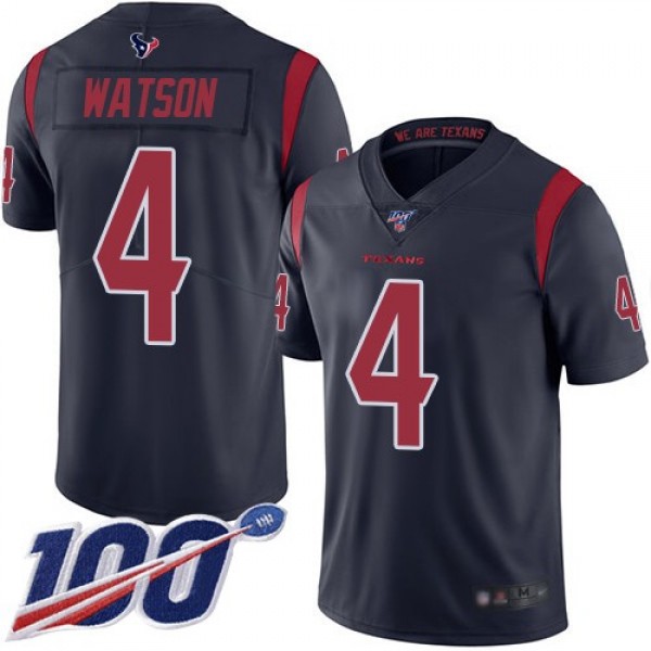 Nike Texans #4 Deshaun Watson Navy Blue Men's Stitched NFL Limited Rush 100th Season Jersey