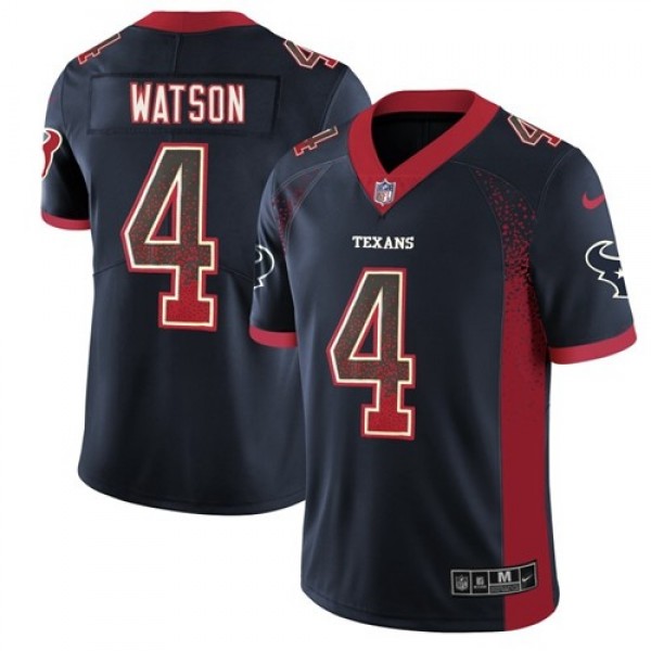 Nike Texans #4 Deshaun Watson Navy Blue Team Color Men's Stitched NFL Limited Rush Drift Fashion Jersey