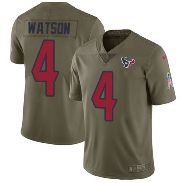 Nike Texans #4 Deshaun Watson Olive Men's Stitched NFL Limited 2017 Salute to Service Jersey