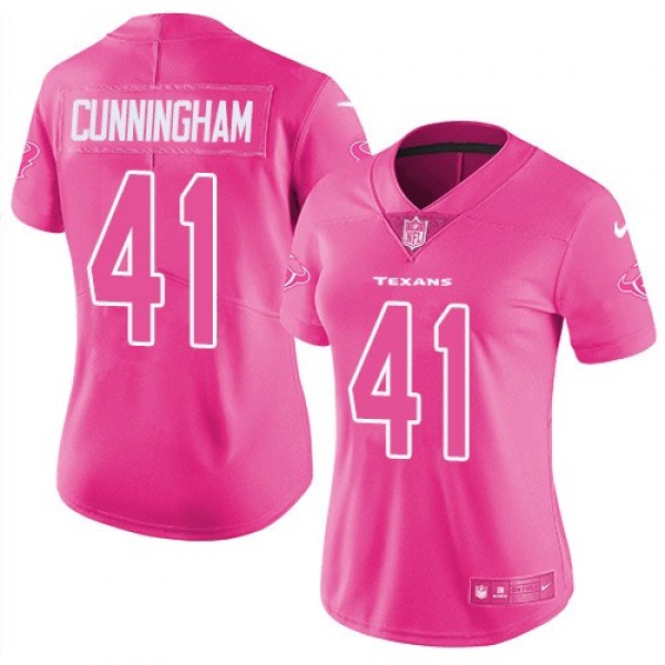 Women's Texans #41 Zach Cunningham Pink Stitched NFL Limited Rush Jersey