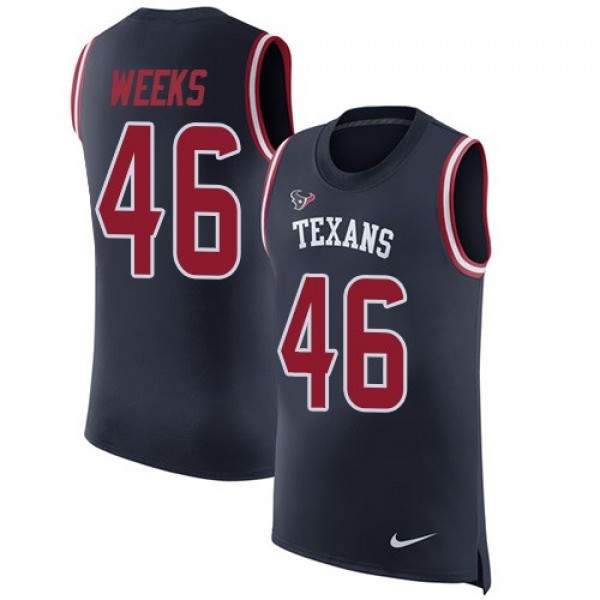 Nike Texans #46 Jon Weeks Navy Blue Team Color Men's Stitched NFL Limited Rush Tank Top Jersey