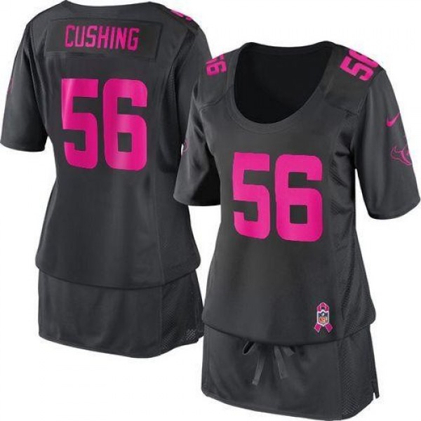 Women's Texans #56 Brian Cushing Dark Grey Breast Cancer Awareness Stitched NFL Elite Jersey