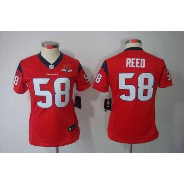 Women's Texans #58 Brooks Reed Red Alternate With 10TH Patch Stitched NFL Limited Jersey
