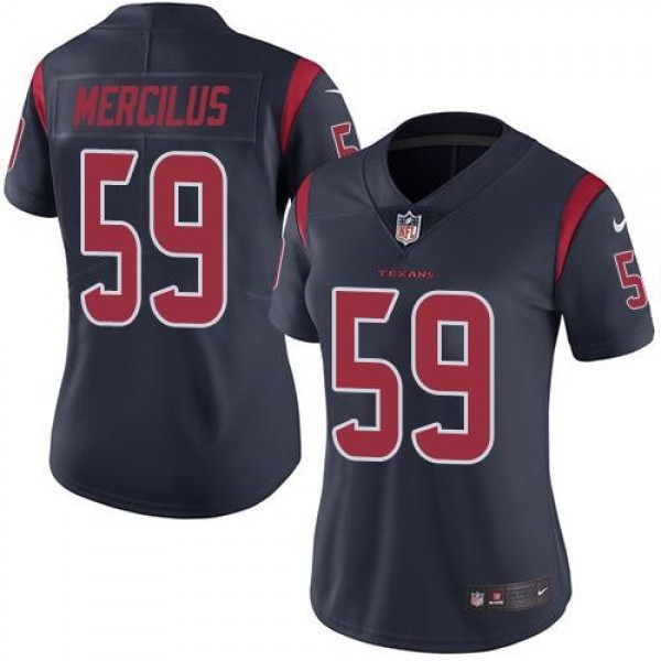 Women's Texans #59 Whitney Mercilus Navy Blue Stitched NFL Limited Rush Jersey