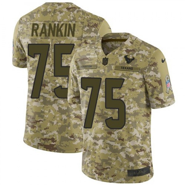 Nike Texans #75 Martinas Rankin Camo Men's Stitched NFL Limited 2018 Salute To Service Jersey