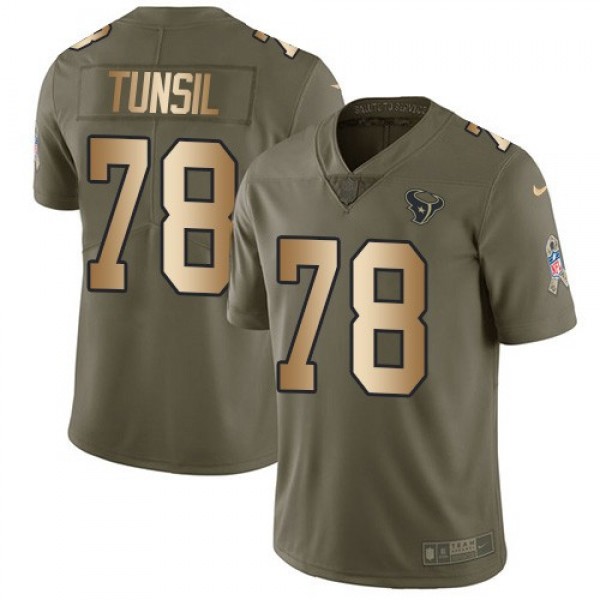 Nike Texans #78 Laremy Tunsil Olive/Gold Men's Stitched NFL Limited 2017 Salute To Service Jersey