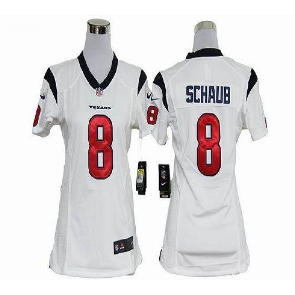Women's Texans #8 Matt Schaub White Stitched NFL Elite Jersey