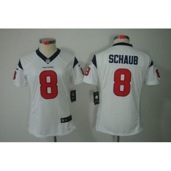 Women's Texans #8 Matt Schaub White Stitched NFL Limited Jersey
