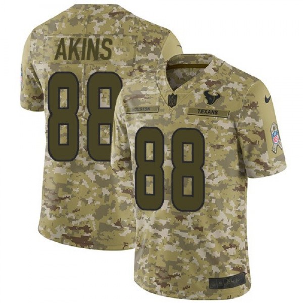 Nike Texans #88 Jordan Akins Camo Men's Stitched NFL Limited 2018 Salute To Service Jersey