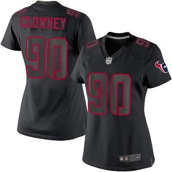 Women's Texans #90 Jadeveon Clowney Black Impact Stitched NFL Limited Jersey