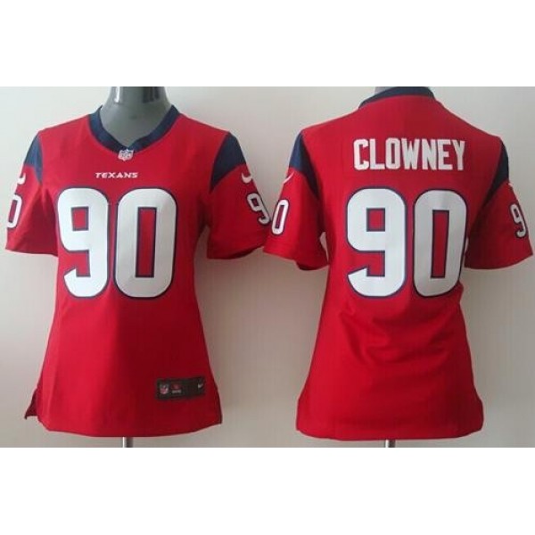 Women's Texans #90 Jadeveon Clowney Red Alternate Stitched NFL Elite Jersey