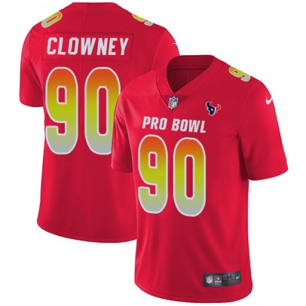 Women's Texans #90 Jadeveon Clowney Red Stitched NFL Limited AFC 2018 Pro Bowl Jersey