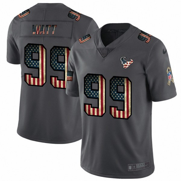 Nike Texans #99 J.J. Watt 2018 Salute To Service Retro USA Flag Limited NFL Jersey