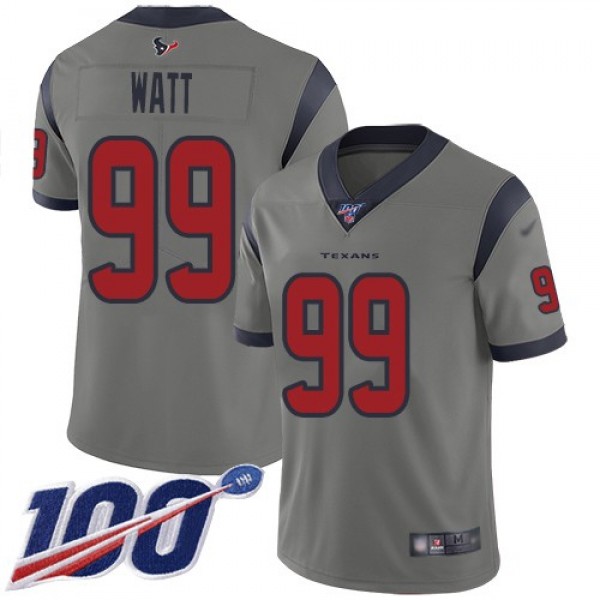Nike Texans #99 J.J. Watt Gray Men's Stitched NFL Limited Inverted Legend 100th Season Jersey