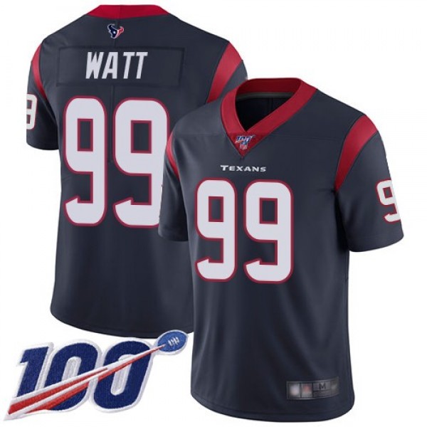 Nike Texans #99 J.J. Watt Navy Blue Team Color Men's Stitched NFL 100th Season Vapor Limited Jersey