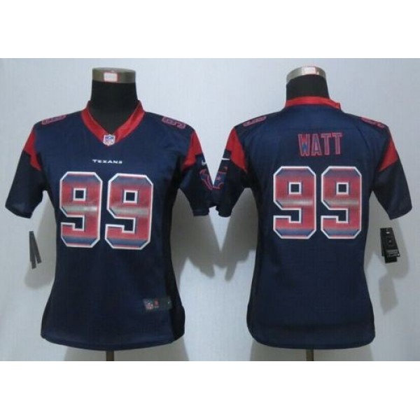 Women's Texans #99 JJ Watt Navy Blue Team Color Stitched NFL Elite Strobe Jersey