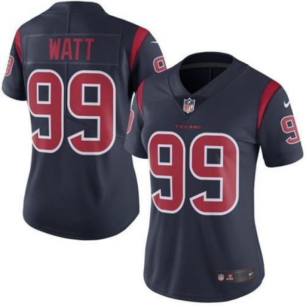 Women's Texans #99 JJ Watt Navy Blue Stitched NFL Limited Rush Jersey