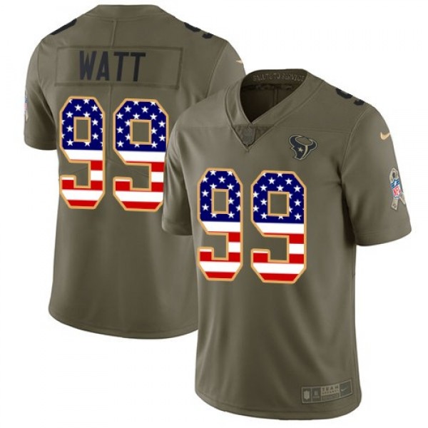 Nike Texans #99 J.J. Watt Olive/USA Flag Men's Stitched NFL Limited 2017 Salute To Service Jersey