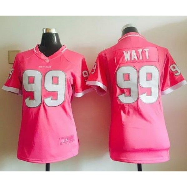 Women's Texans #99 JJ Watt Pink Stitched NFL Elite Bubble Gum Jersey