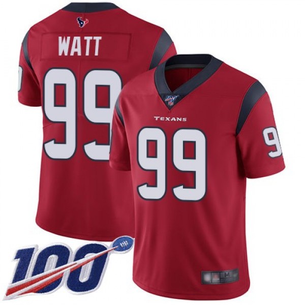 Nike Texans #99 J.J. Watt Red Alternate Men's Stitched NFL 100th Season Vapor Limited Jersey