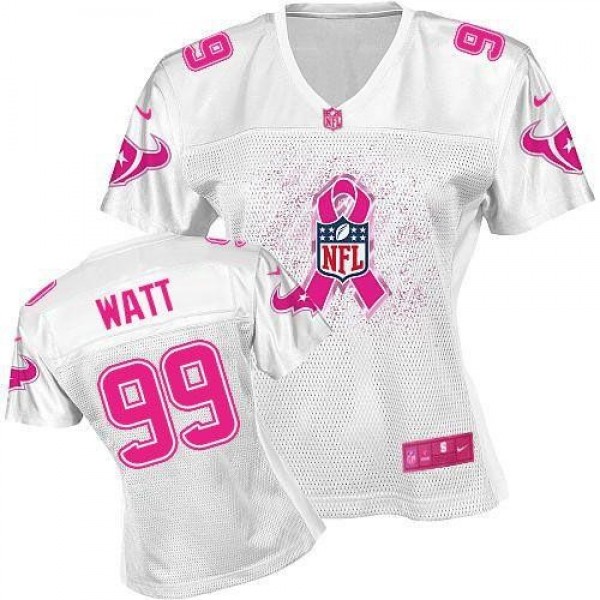 Women's Texans #99 JJ Watt White Breast Cancer Awareness NFL Game Jersey