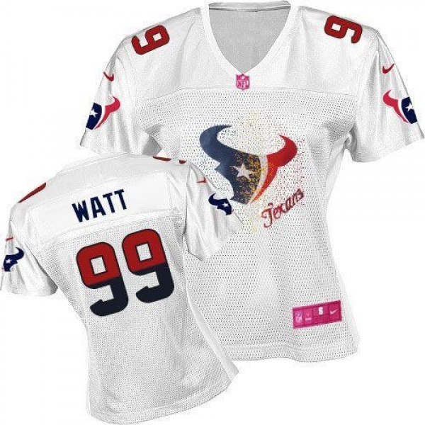 Women's Texans #99 JJ Watt White Fem Fan NFL Game Jersey