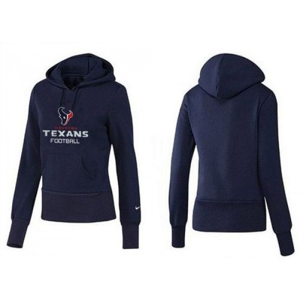 Women's Houston Texans Authentic Logo Pullover Hoodie Blue Jersey