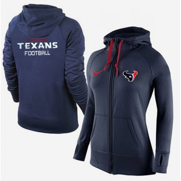 Women's Houston Texans Full-Zip Hoodie Dark Blue Jersey