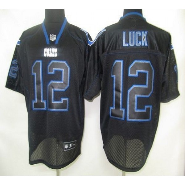 Colts #12 Andrew Luck Lights Out Black Stitched NFL Jersey
