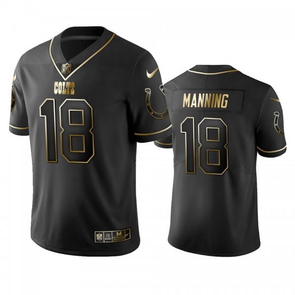 Colts #18 Peyton Manning Men's Stitched NFL Vapor Untouchable Limited Black Golden Jersey